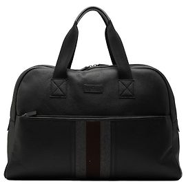 Borsa da viaggio in pelle Gucci Web nera Nero