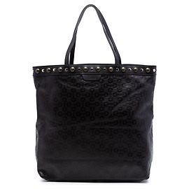 Tote Gucci in pelle goffrata con borchie e mors nero Nero