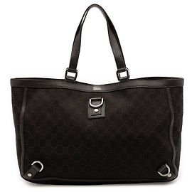 Tote Abbey GG Denim em jeans marrom Gucci com anel D Marrom