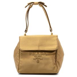 Bolsa Prada Raso Logo Dourada Dourado