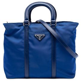 Bolsa Prada Vitello Trimmed Tessuto azul Azul