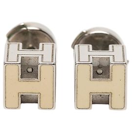 Orecchini Cage D H Cube in argento placcato palladio Hermès Argento