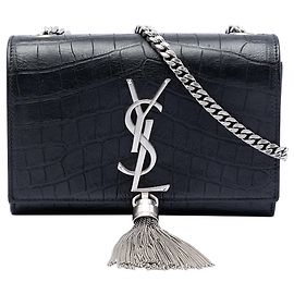 Bolsa tiracolo pequena Kate com relevo e borla preta Saint Laurent Preto