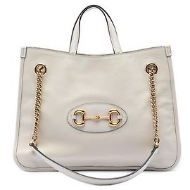 Bolsa Tote Gucci Medium Horsebit 1955 em couro de bezerro branco Branco