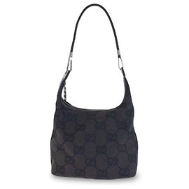 Autre Marque Gucci GG Canvas Shoulder Bag Black Silvery Black Silvery Beige