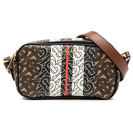 Borsa a tracolla Burberry TB Monogram E-Canvas Stripe marrone Marrone