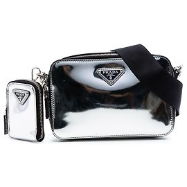 Piccola borsa a tracolla Prada Spazzolato Brique argento Argento