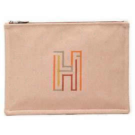 Clutch Hermès Large Canvas H Labyrinthe Laranja Laranja