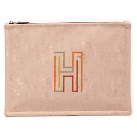 Clutch Hermès Large Canvas H Labyrinthe Naranja Naranja