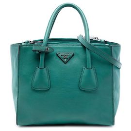 Bolsa satchel Prada Glace Calf verde com dois bolsos e alça dupla Verde