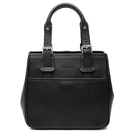 Black Burberry Leather Handbag Black