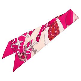 Lenço Twilly de seda rosa Hermès Festival Des Amazones Rosa