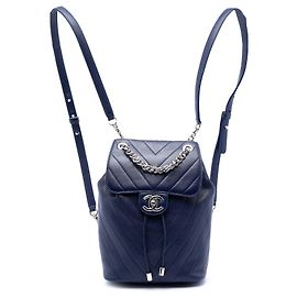 Blue Chanel Mini Chevron Lambskin Urban Spirit Backpack Blue