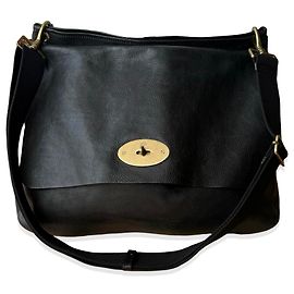 Autre Marque Mulberry Crossbody Bag Black Leather Gold Hardware Black Golden