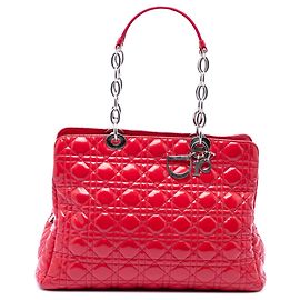 Bolso tote Lady Dior Soft de charol cannage grande rojo Dior Roja
