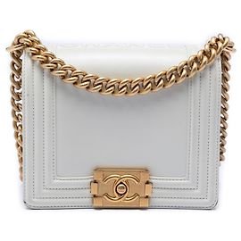 Bolsa transversal Chanel Boy Reverso com aba em pele de vitelo branca Branco