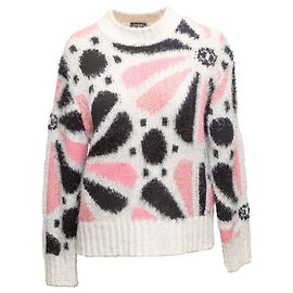 Pull en mélange de cachemire et de soie à motifs floraux intarsia blanc et multicolore Chanel 2023 Taille FR 36 Blanc