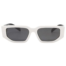 Óculos de sol retangulares color block branco e preto Prada Branco