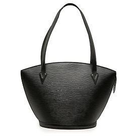 Borsa Tote Louis Vuitton Epi Saint Jacques GM con tracolla lunga nera Nero