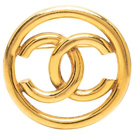 Chanel CC runde Brosche vergoldet Golden