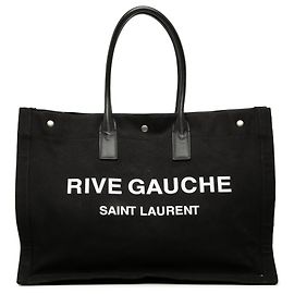 Black Saint Laurent Large Canvas Rive Gauche Tote Black