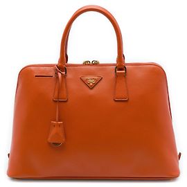 Bolsa Prada Large Saffiano Lux Promenade Laranja Laranja