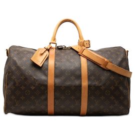 Bolsa de viagem marrom Louis Vuitton Monogram Keepall Bandouliere 50 Marrom