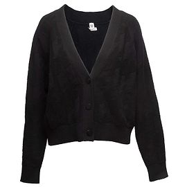 Schwarzer Hermès Cardigan aus Virgin Wool mit Hahnentritt-Muster Größe FR 36 Schwarz