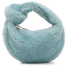 Mini bolsa hobo Jodie em shearling azul Bottega Veneta Azul