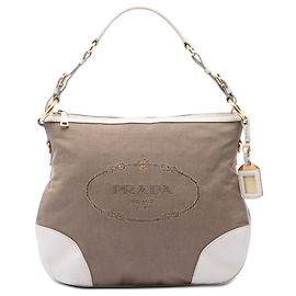 Borsa a tracolla Prada Canvas Canapa bianca con logo Bianco