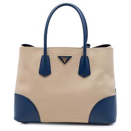 Bolsa Dupla Large Canapa e Saffiano bege Prada Bege