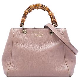 Borsa Gucci Mini Bamboo Shopper in pelle di vitello rosa Rosa