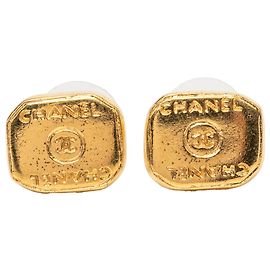 Chanel CC Gold Plated Push Back Ohrringe Golden