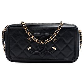 Clutch Chanel Caviar CC Filigree preta com bolsa transversal de corrente Preto