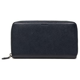 Blue Prada Saffiano Zip Around Long Wallet Blue