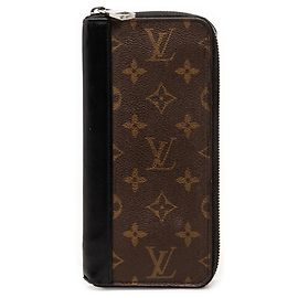 Brown Louis Vuitton Monogram Macassar Vertical Zippy Wallet Long Wallets Brown
