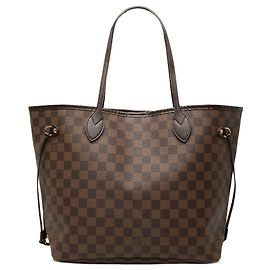 Borsa Tote Neverfull MM in Damier Ebene marrone Louis Vuitton Marrone