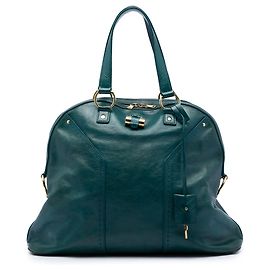 Blue Saint Laurent Large Leather Muse Handtasche Blau