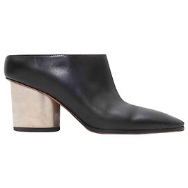 Céline Schwarze Celine Leder-Mules mit Metallabsatz Größe 35.5 Schwarz