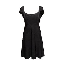 Mini-robe noire à manches courtes Herve Leger Taille US L Noir