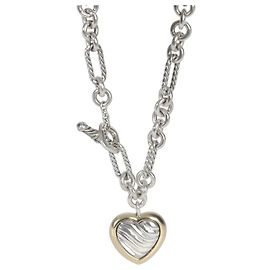 Colar Coração Figaro David Yurman em Ouro Amarelo e Prata de Lei Outro