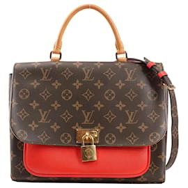 Louis Vuitton Monogram Marignan 2Way Damenhandtasche in Braun x Rot M44286 Beige
