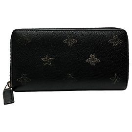 Gucci Bee & Star Round Zip Wallet Black