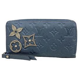 Louis Vuitton Monogram Empreinte Flower Stud Zippy Wallet Blue