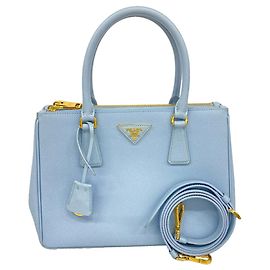Sac à main en cuir Saffiano Galleria Prada Bleu