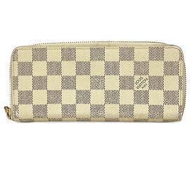 Louis Vuitton Damier Azur Portefeuille Clemence Long Wallet Rosa Blanco
