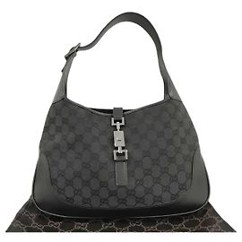 Bolsa Hobo Gucci Web Jackie O em lona GG e couro Medium Preto