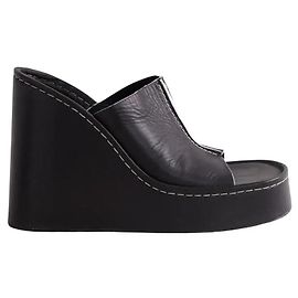Autre Marque Miista Black Leather Heels Size 37 Black