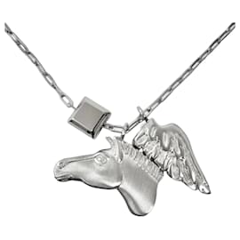 Hermès Collier chaîne Hermes Talisman Pegasus Argenté