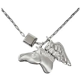 Hermès Colar de corrente Hermes Talisman Pegasus Prata